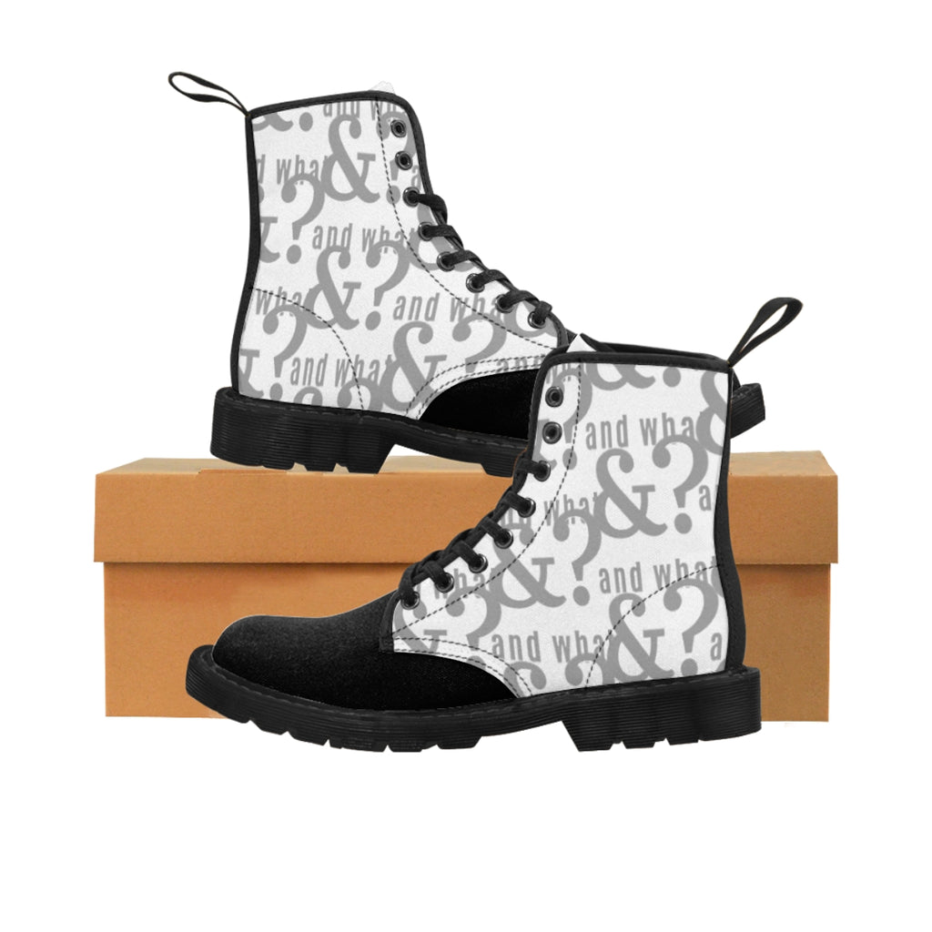 White & black Men's Canvas Boots - We Made It LLC 