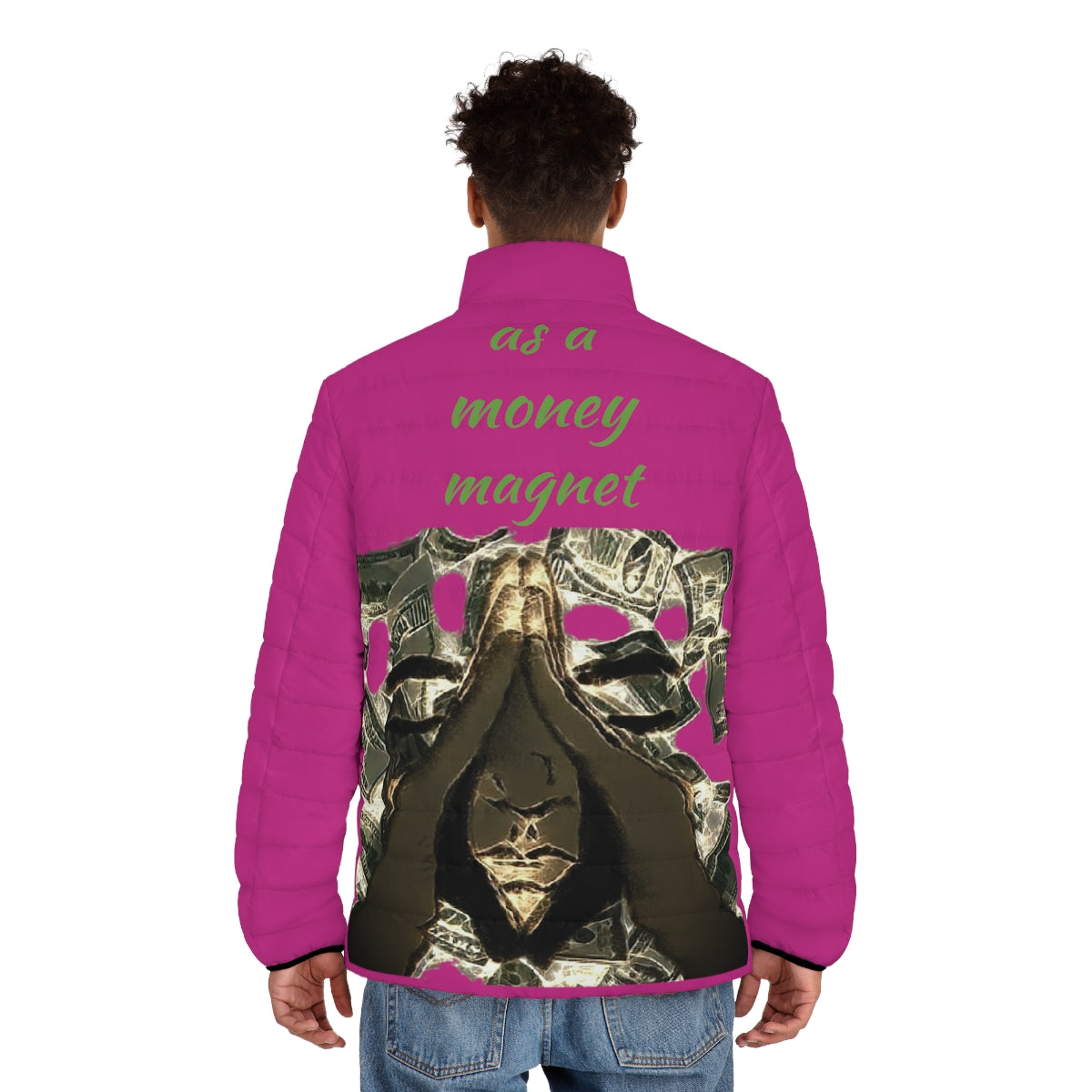 Money Magnet Puffer Jacket (AOP) - We Made It LLC 