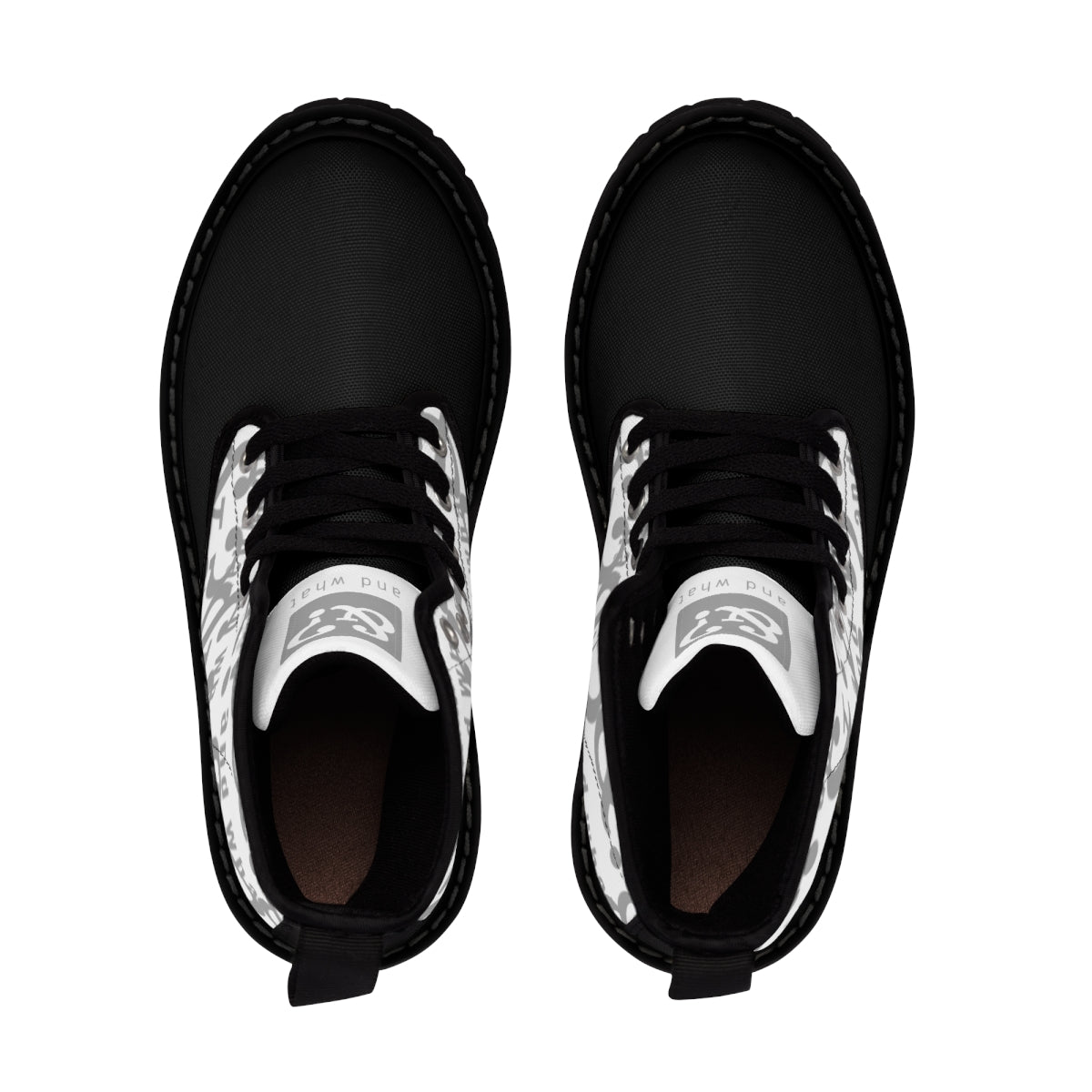 White & black Men's Canvas Boots - We Made It LLC 