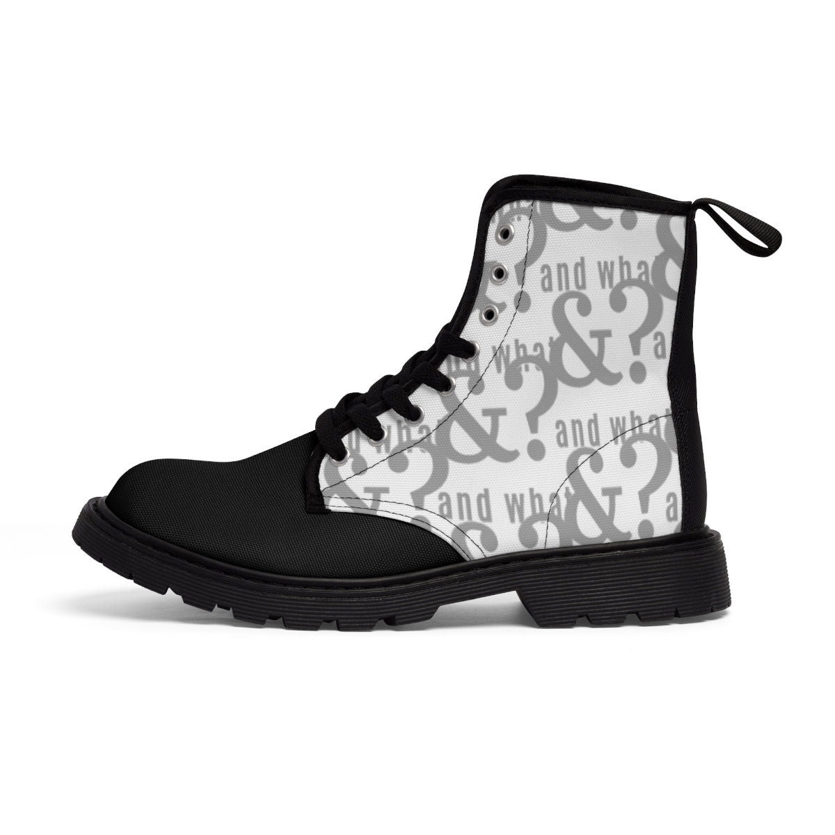 White & black Men's Canvas Boots - We Made It LLC 