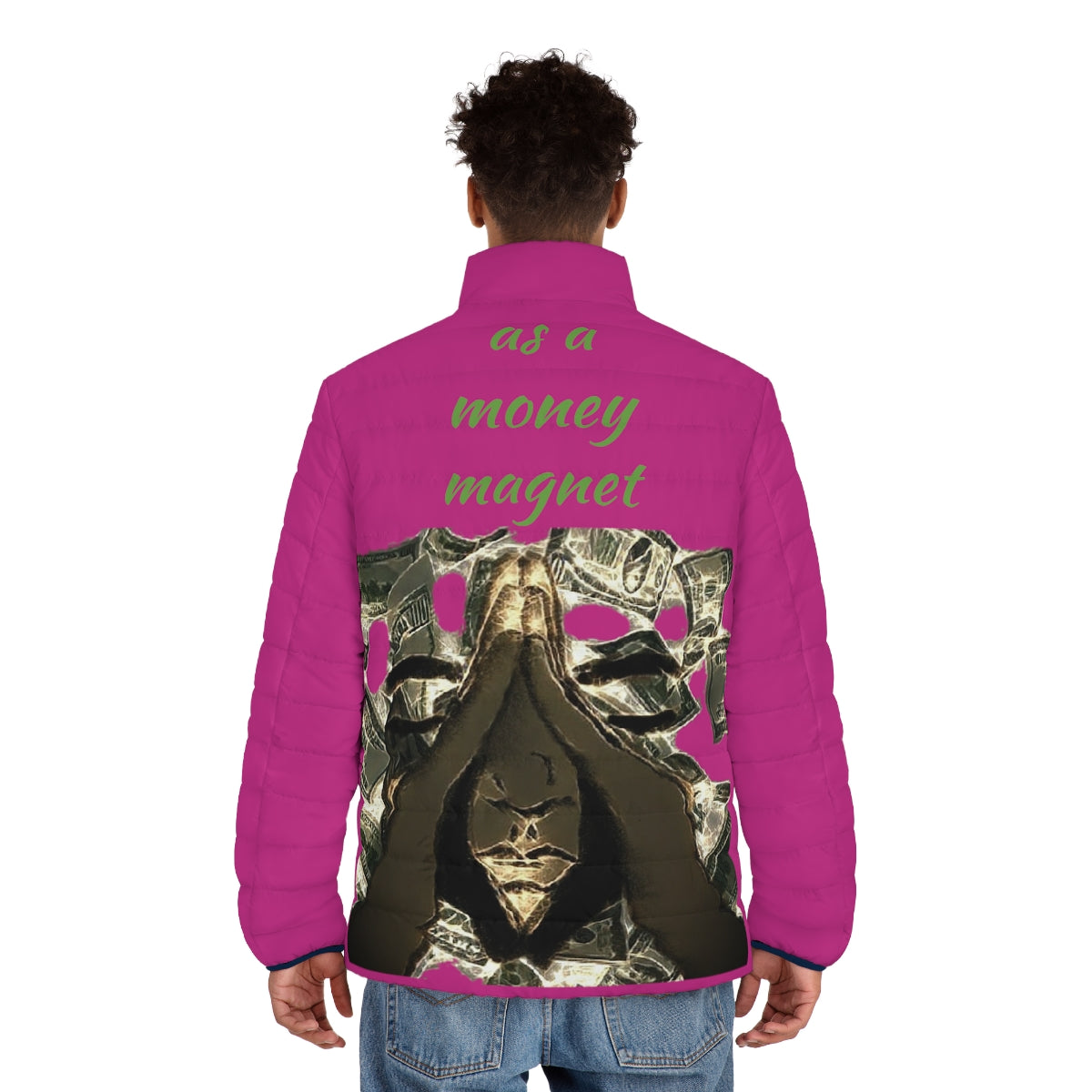 Money Magnet Puffer Jacket (AOP) - We Made It LLC 