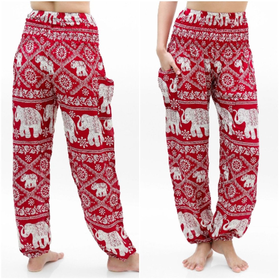 Burgundy ELEPHANT Pants Women Boho Pants Hippie Pants Yoga - We Made It LLC 