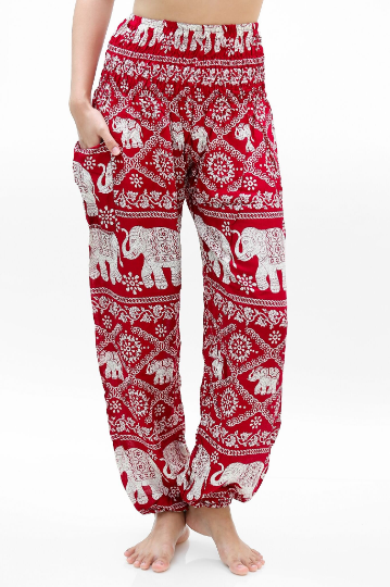 Burgundy ELEPHANT Pants Women Boho Pants Hippie Pants Yoga - We Made It LLC 