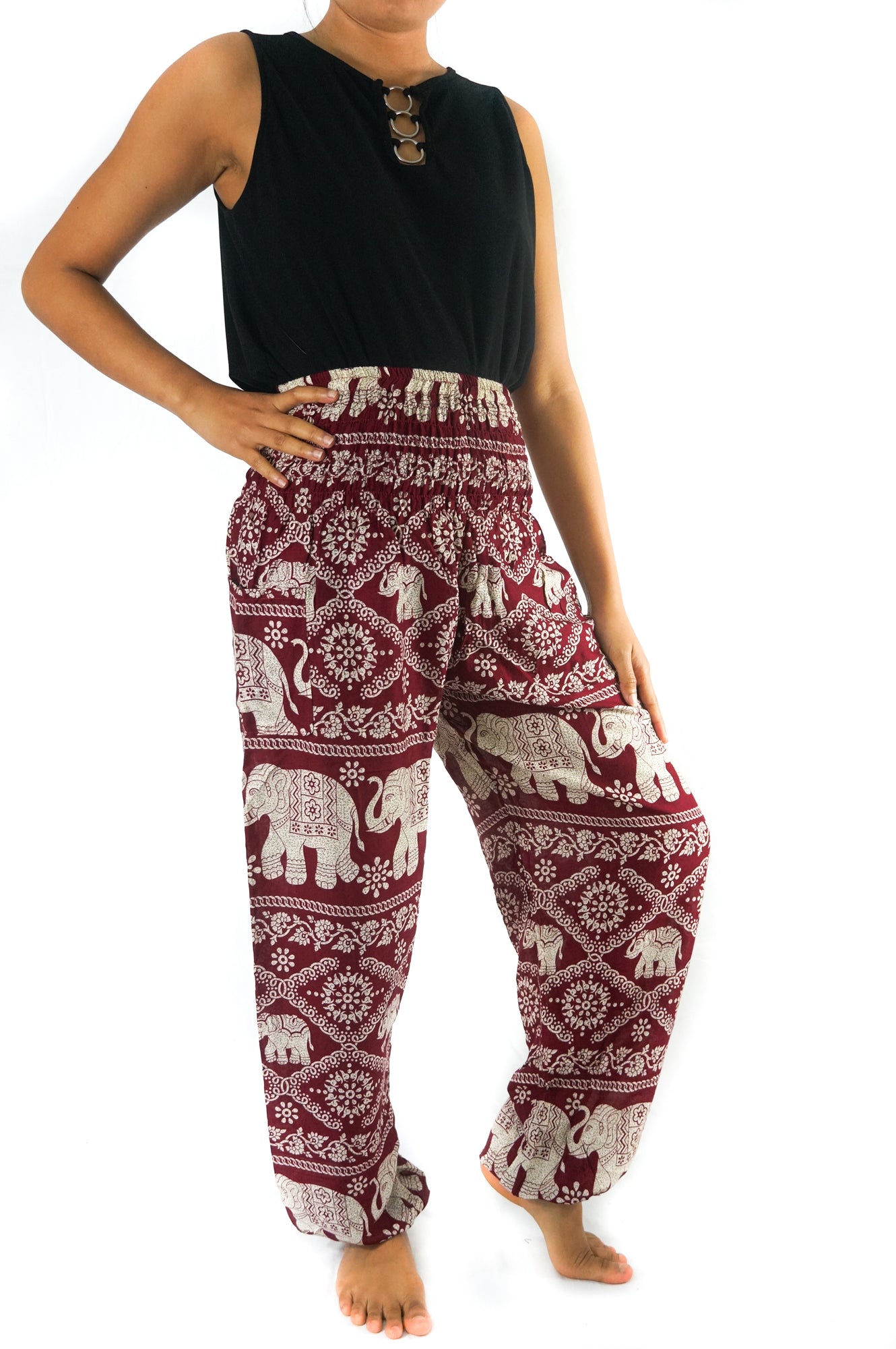 Burgundy ELEPHANT Pants Women Boho Pants Hippie Pants Yoga - We Made It LLC 