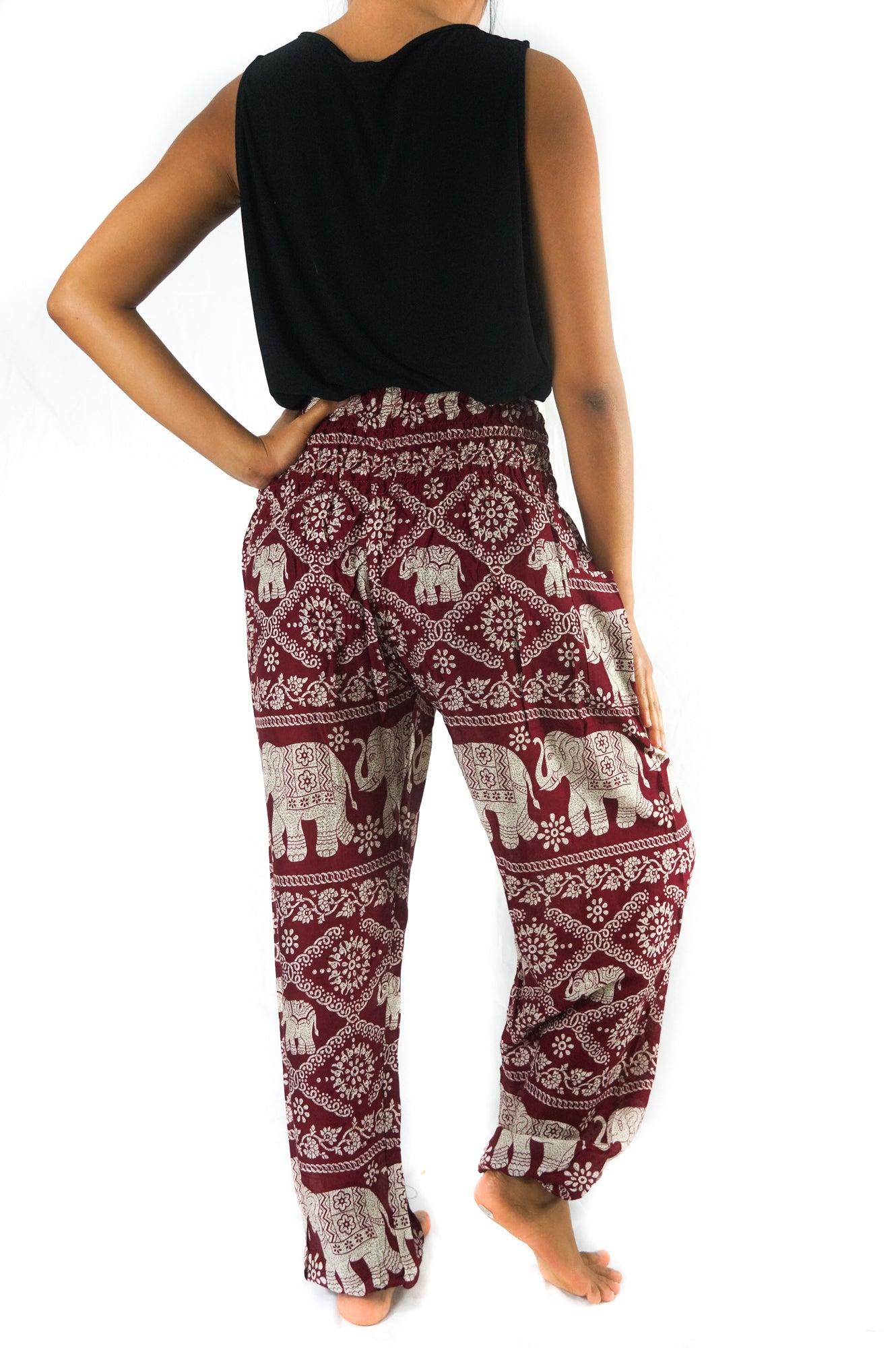Burgundy ELEPHANT Pants Women Boho Pants Hippie Pants Yoga - We Made It LLC 